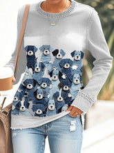 Sweat-shirt denim imprimé chien pour femme